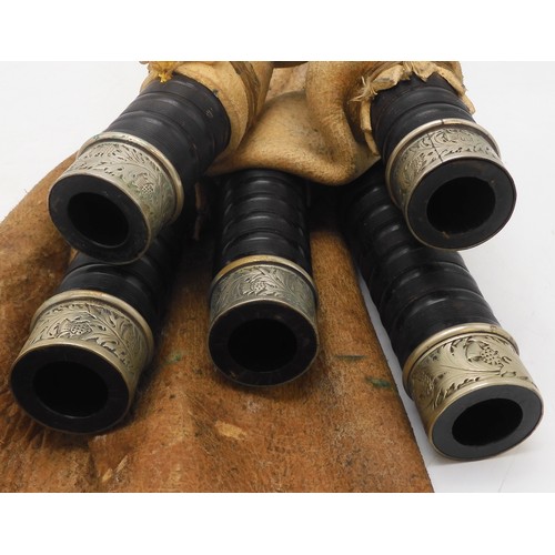 2642 - ROBERT GILLANDERS & SON FORFAR SCOTTISH HIGHLAND BAGPIPESA full set of ebonised white metal and ... 