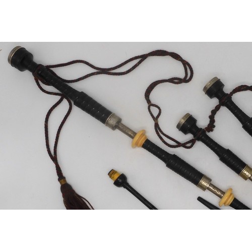 2642 - ROBERT GILLANDERS & SON FORFAR SCOTTISH HIGHLAND BAGPIPESA full set of ebonised white metal and ... 