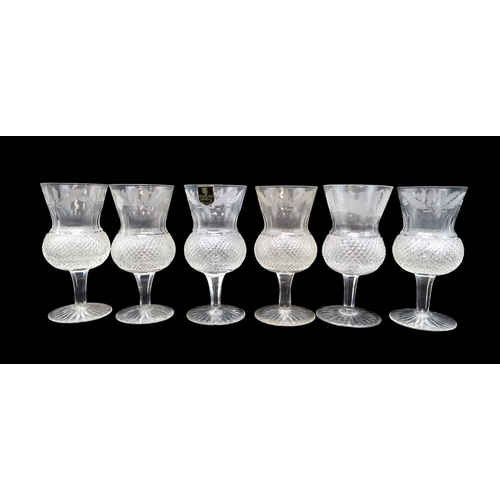 2244 - A COLLECTION OF EDINBURGH THISTLE SHAPED AND CUT GLASSES including six wine glasses, 16.5cm hig... 