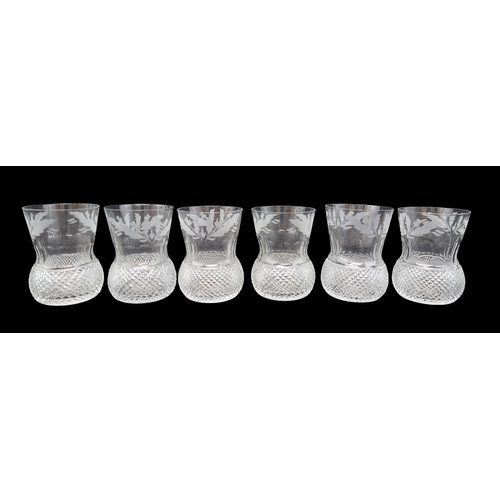 2244 - A COLLECTION OF EDINBURGH THISTLE SHAPED AND CUT GLASSES including six wine glasses, 16.5cm hig... 