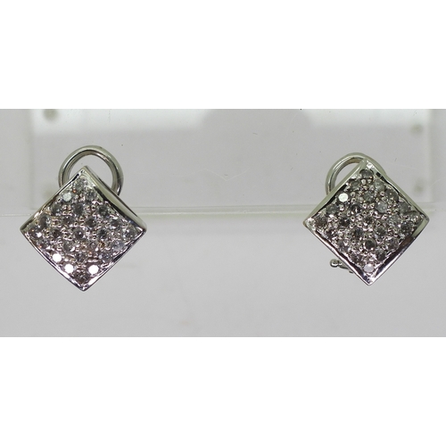 2744 - DIAMOND EARRINGSthe first pair in 18ct white gold set with drop shaped black pearls 9mm long, enhanc... 