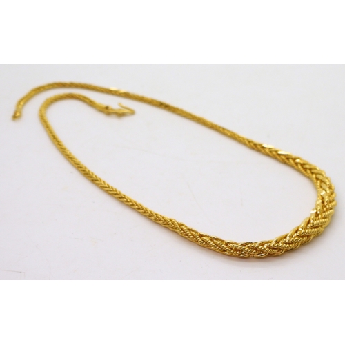 2745 - A FANCY ROPE CHAINmade in bright yellow metal stamped 916, the tapered rope chain is approx 6.8mm in... 