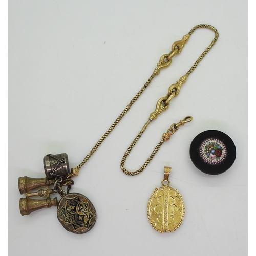 2764 - A COLLECTION OF JEWELSto include a bright yellow metal hinged mourning locket with hair art panel, l... 