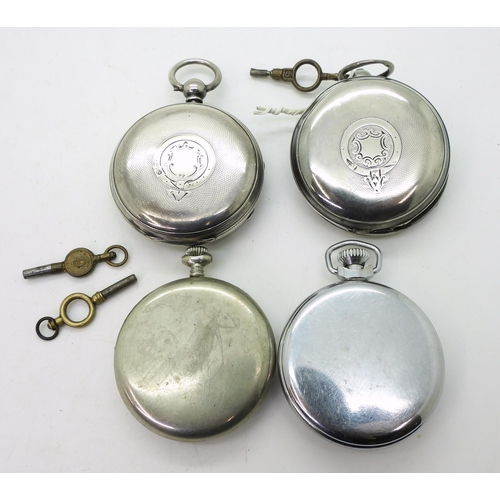 850 - Two silver pocket watches to include a 1872 London hallmarked open face with a decorative dial, an (... 