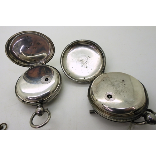 850 - Two silver pocket watches to include a 1872 London hallmarked open face with a decorative dial, an (... 