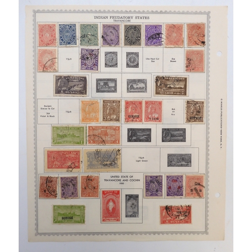 7004 - INDIA AND INDIAN STATESA collection of used stamps on sheets mostly hinged to include Victorian Indi... 