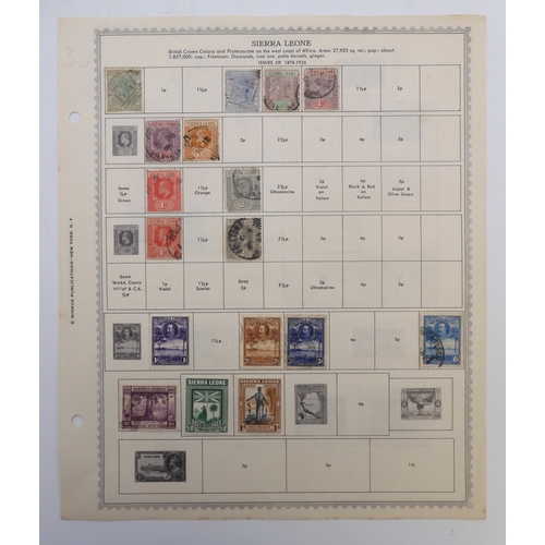 7005 - AFRICAA collection of used stamps on sheets hinged to include Lagos, Niger Coast Protectorate, Bechu... 