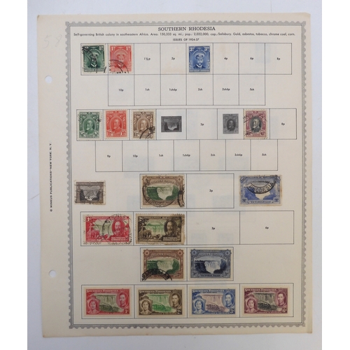 7005 - AFRICAA collection of used stamps on sheets hinged to include Lagos, Niger Coast Protectorate, Bechu... 