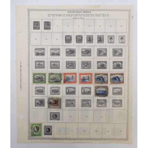 7005 - AFRICAA collection of used stamps on sheets hinged to include Lagos, Niger Coast Protectorate, Bechu... 