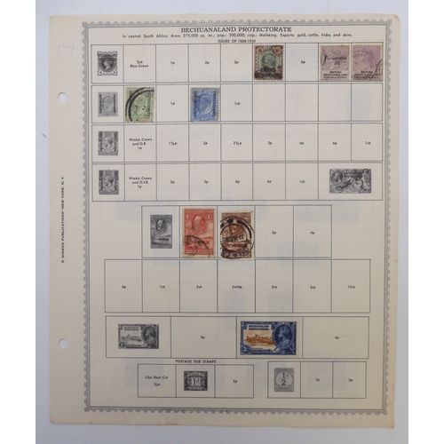 7005 - AFRICAA collection of used stamps on sheets hinged to include Lagos, Niger Coast Protectorate, Bechu... 