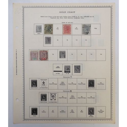 7005 - AFRICAA collection of used stamps on sheets hinged to include Lagos, Niger Coast Protectorate, Bechu... 