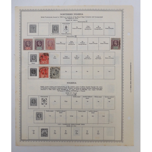 7005 - AFRICAA collection of used stamps on sheets hinged to include Lagos, Niger Coast Protectorate, Bechu... 