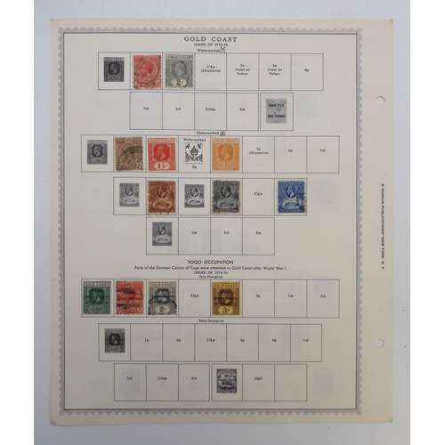 7005 - AFRICAA collection of used stamps on sheets hinged to include Lagos, Niger Coast Protectorate, Bechu... 