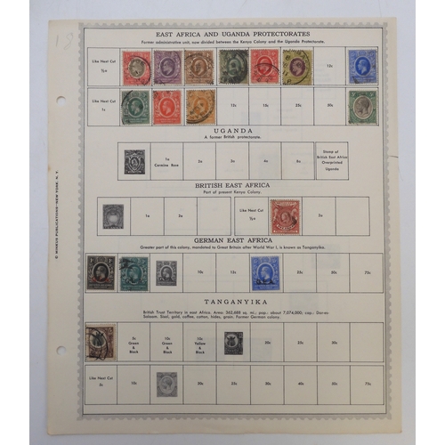 7005 - AFRICAA collection of used stamps on sheets hinged to include Lagos, Niger Coast Protectorate, Bechu... 