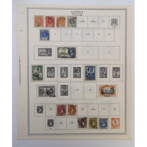 7005 - AFRICAA collection of used stamps on sheets hinged to include Lagos, Niger Coast Protectorate, Bechu... 