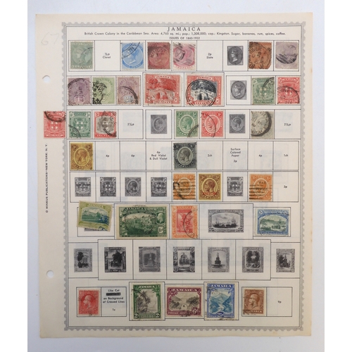 7007 - WEST INDIES AND SOUTH ATLANTICA collection of used stamps on sheets with early examples from Jamaica... 