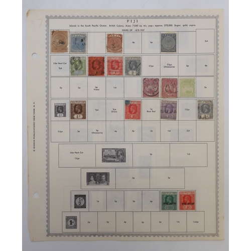 7008 - AUSTRALIA NEW ZEALAND AND FIJIA collection of used stamps on sheets hinged to include various Victor... 