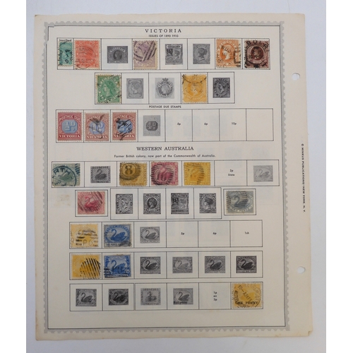 7008 - AUSTRALIA NEW ZEALAND AND FIJIA collection of used stamps on sheets hinged to include various Victor... 