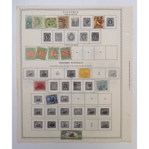 7008 - AUSTRALIA NEW ZEALAND AND FIJIA collection of used stamps on sheets hinged to include various Victor... 