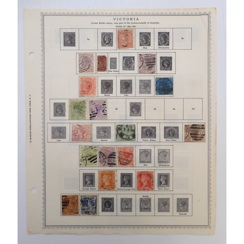 7008 - AUSTRALIA NEW ZEALAND AND FIJIA collection of used stamps on sheets hinged to include various Victor... 