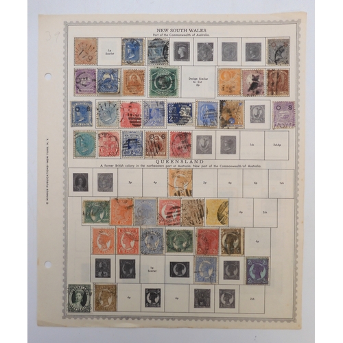 7008 - AUSTRALIA NEW ZEALAND AND FIJIA collection of used stamps on sheets hinged to include various Victor... 