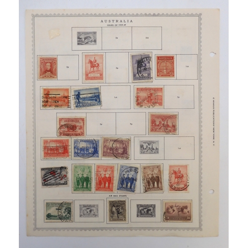 7008 - AUSTRALIA NEW ZEALAND AND FIJIA collection of used stamps on sheets hinged to include various Victor... 