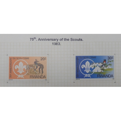 7009 - SCOUTS ON STAMPSThree albums of new and used stamps celebrating the Boy Scouts and Girl Guides mostl... 