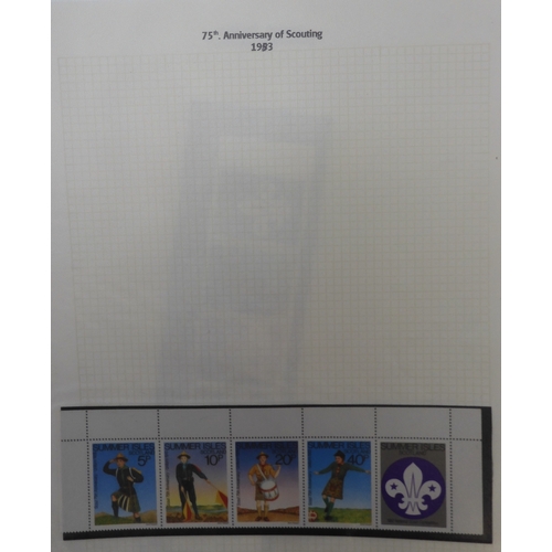 7009 - SCOUTS ON STAMPSThree albums of new and used stamps celebrating the Boy Scouts and Girl Guides mostl... 