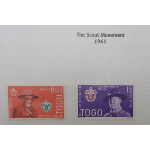 7009 - SCOUTS ON STAMPSThree albums of new and used stamps celebrating the Boy Scouts and Girl Guides mostl... 