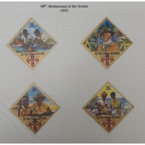 7009 - SCOUTS ON STAMPSThree albums of new and used stamps celebrating the Boy Scouts and Girl Guides mostl... 