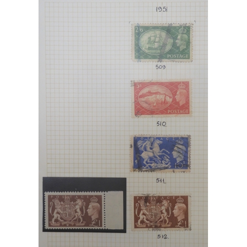 7010 - GREAT BRITAIN A collection in a stock book of used GB stamps dating from 1841 to 1951 to include var... 