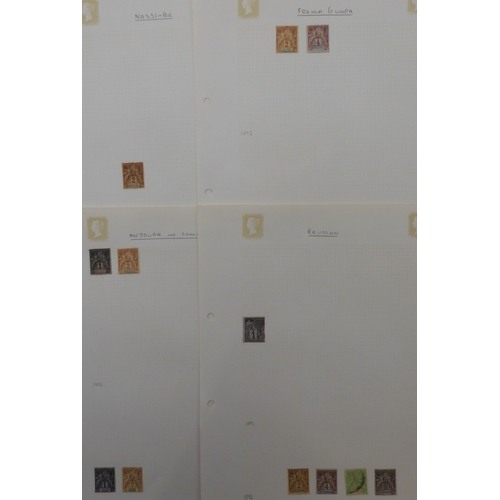 7020 - FRENCH COLONIES AND PORTUGUESE COLONIESA collection of unused and used stamps on sheets to include N... 