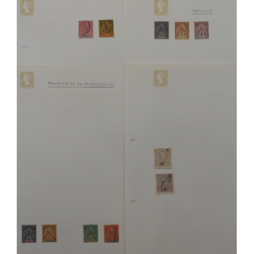 7020 - FRENCH COLONIES AND PORTUGUESE COLONIESA collection of unused and used stamps on sheets to include N... 