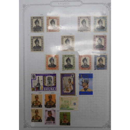 7041 - A world wide stamp collection with seven folders containing sheets of hinged used stamps many early ... 