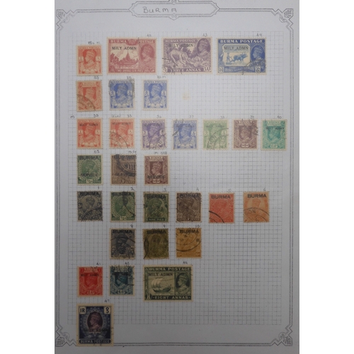 7041 - A world wide stamp collection with seven folders containing sheets of hinged used stamps many early ... 