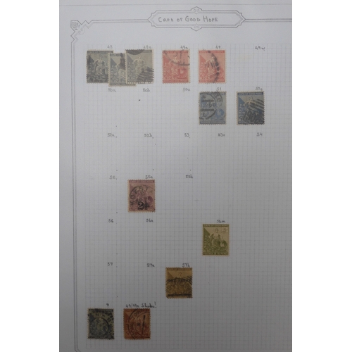 7041 - A world wide stamp collection with seven folders containing sheets of hinged used stamps many early ... 