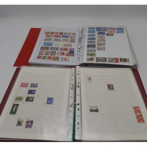 7041 - A world wide stamp collection with seven folders containing sheets of hinged used stamps many early ... 