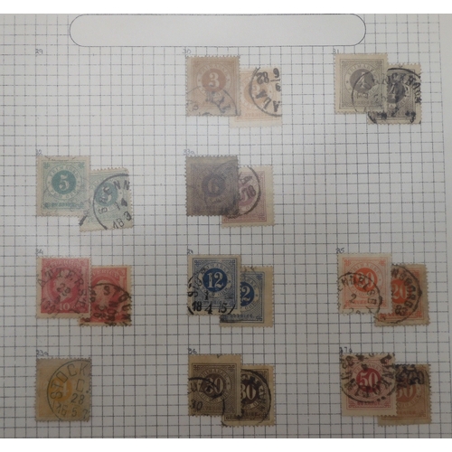 7041 - A world wide stamp collection with seven folders containing sheets of hinged used stamps many early ... 