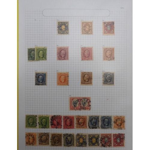 7041 - A world wide stamp collection with seven folders containing sheets of hinged used stamps many early ... 