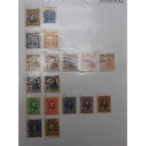 7041 - A world wide stamp collection with seven folders containing sheets of hinged used stamps many early ... 