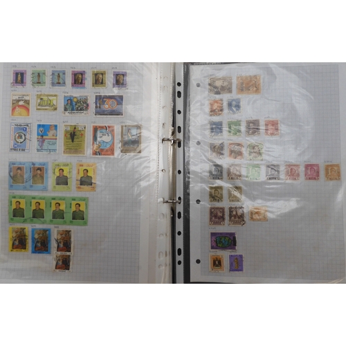 7041 - A world wide stamp collection with seven folders containing sheets of hinged used stamps many early ... 