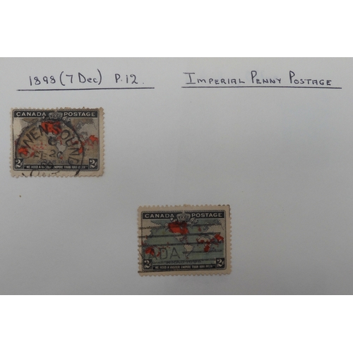 7041 - A world wide stamp collection with seven folders containing sheets of hinged used stamps many early ... 