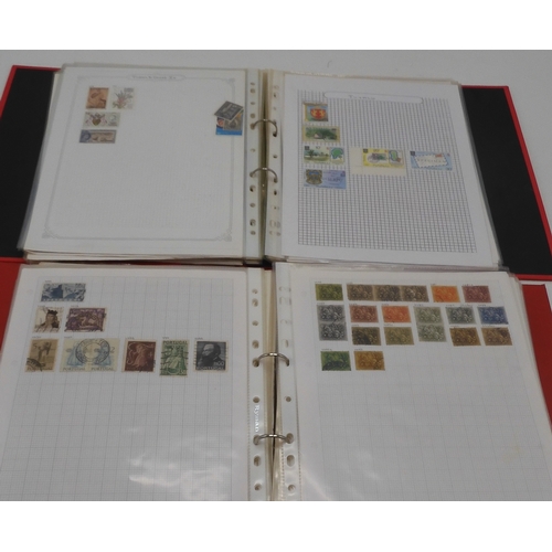 7041 - A world wide stamp collection with seven folders containing sheets of hinged used stamps many early ... 