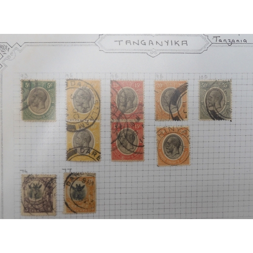 7041 - A world wide stamp collection with seven folders containing sheets of hinged used stamps many early ... 