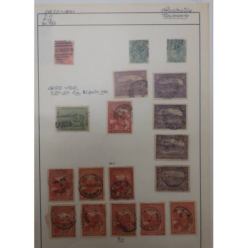 7041 - A world wide stamp collection with seven folders containing sheets of hinged used stamps many early ... 