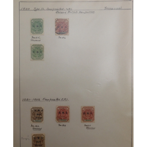 7041 - A world wide stamp collection with seven folders containing sheets of hinged used stamps many early ... 