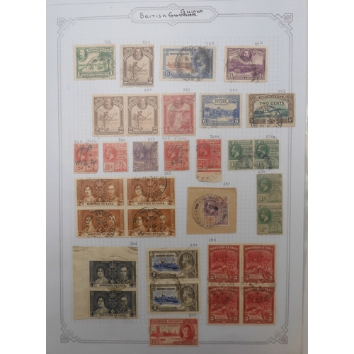 7041 - A world wide stamp collection with seven folders containing sheets of hinged used stamps many early ... 