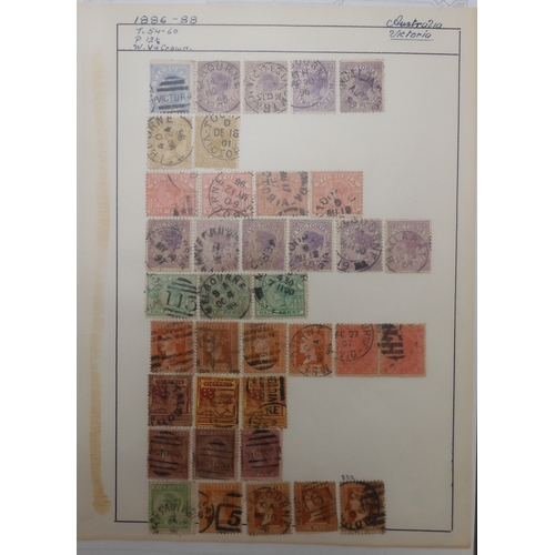 7041 - A world wide stamp collection with seven folders containing sheets of hinged used stamps many early ... 