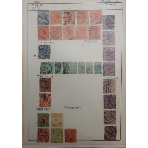 7041 - A world wide stamp collection with seven folders containing sheets of hinged used stamps many early ... 