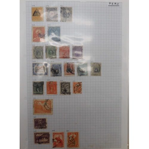 7041 - A world wide stamp collection with seven folders containing sheets of hinged used stamps many early ... 